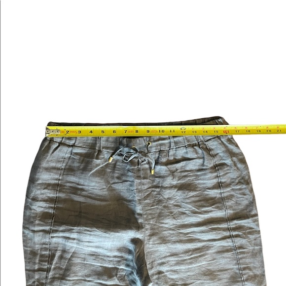 Ellen Tracy 100% linen grey pull on coastal gramma style minimalist pants medium - Picture 5 of 12
